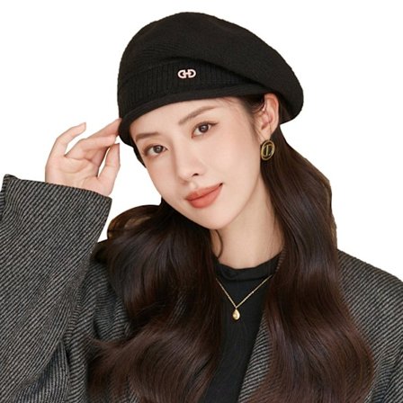 Naisten neulottu baretti, lämmin barettihattu, villaa