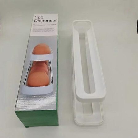 Æggebeholder til køleskab, æggedispenser, æggeholder, æggeopbevaring til 12-14 æg, dobbelt lag, organizer til køkken Hvid