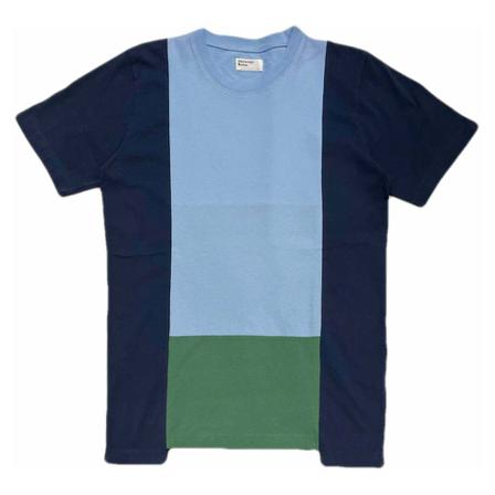 Universal Works, Panel Tee Blauw, Heren, Maat:S