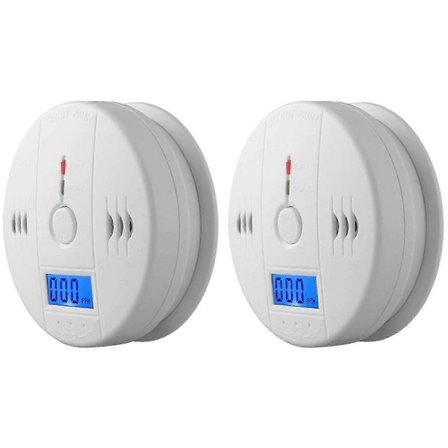 1/2-PAKK Røykvarsler og karbonmonoksidvarsler med LCD-skjerm, 100% ny
