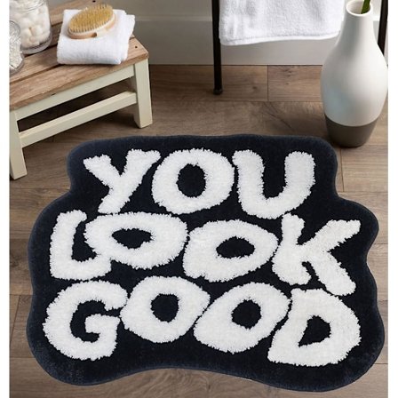 You Look Good Badrumsmatta för badrumsmattan Mjuk och absorberande mikrofiber Svart Roliga badrumsmattor Halkfri Maskintvätt Luddig Plysch Preppy 