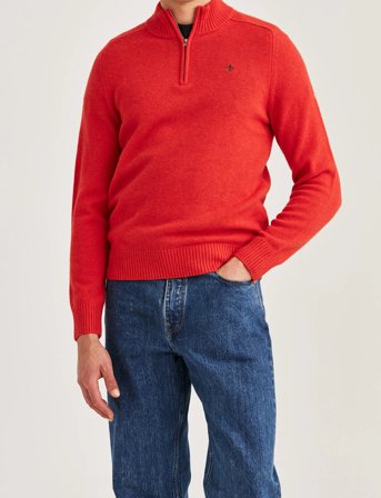 Morris New Hertford Half Zip - Red - S