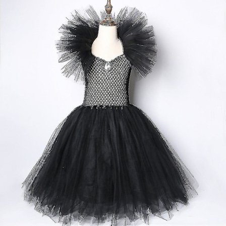 Halloween Puvut Lapset Tytöt Musta Mekko Nilkkapituiset Mekot Paholainen Puku Cosplay Asut Sarvet Siivet