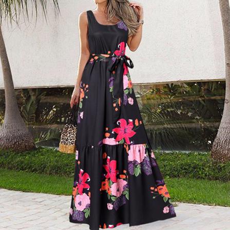 Dam S Summer Casual Sundress Spaghetti Strap Ärmlös Maxi