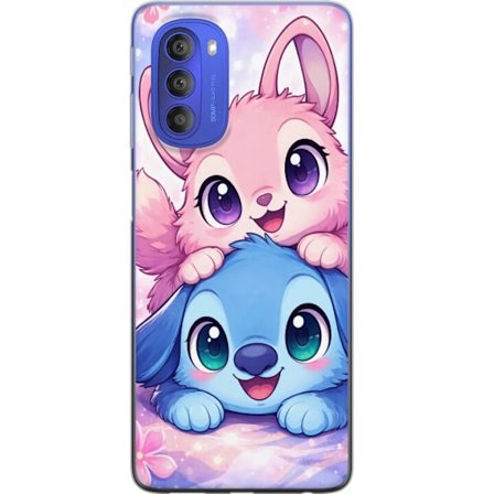 Kompatibel Mobilcover til Motorola Motorola Moto G51 5G Sød kawaii illustration med pink og blå fantasidyr, store øjne og bløde farver perfekt til