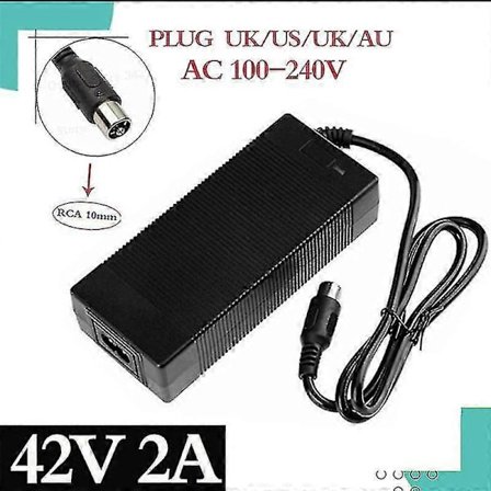 36v Laddare Rca 10mm Kontakt Lotus Anslutning Utgång 42v 2a Elcykel Powerboard Litium Batteriladdning Scooter