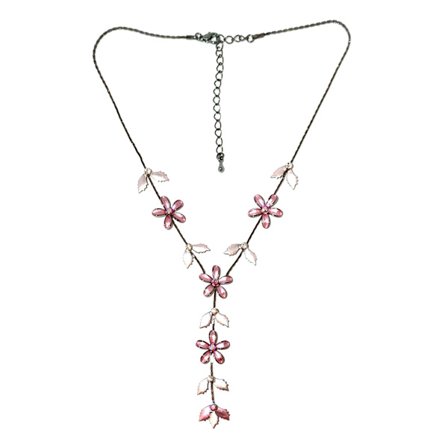Halsband med blommor i rosa