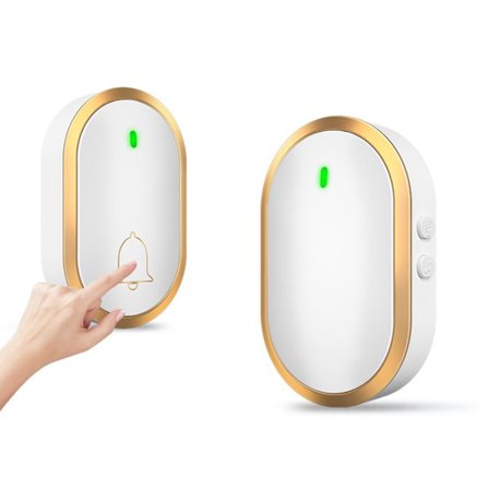 Trådløs dørklokke 400 meter rækkevidde, IP55 vandtæt, smart home med blinkende lys, 4 lydstyrkeniveauer