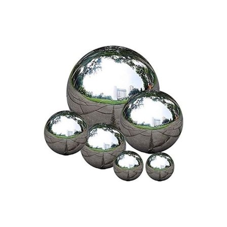 Spegelpolerad rostfri stål 50 till 150 mm flytande reflekterande boll för trädgårdsdekoration 6 st