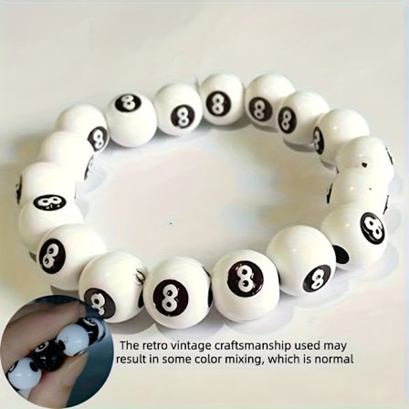 1 stk. Bordtennis 8-Ball Elastisk Perlearmbånd - Y2K Stil Smykker med April Fødselssten (til), Billard/Tilbehørsgave til Valentinsdag