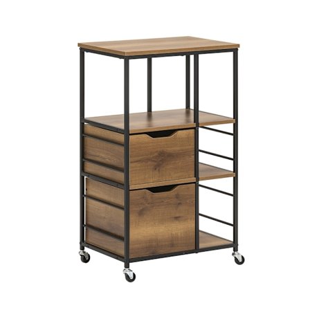 SoBuy Køkkenvogn med 2 skuffer i mørkebrun 53x37x89cm, industriel FKW111-PF