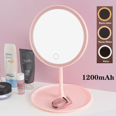 LED Makeup Spejl Lys Vanity Lights Berørbar dæmpning Tre Farve Lys USB Genopladelig