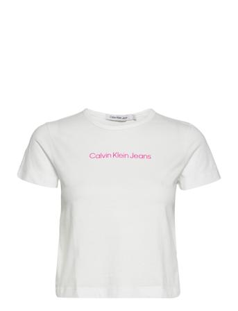 Shrunken Institutional Baby Tee T-shirt Top Hvid Calvin Klein Jeans