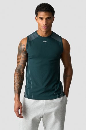 ICANIWILL - Sculpt Seamless Tank Top M Dark Dusty Teal - Toppe - Herrer - Træningstøj fra ICIW