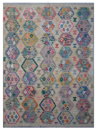 Hand Woven Kilim Afghan Old Style Rug 176X243 Dark Grey/Grey