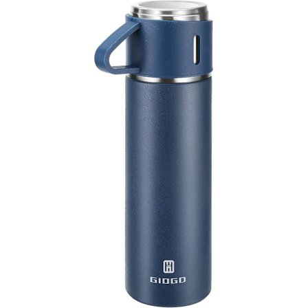 Vakuumisolerad termosflaska 500ml/17.6oz Rostfritt stål Termosflaska med kopp för kaffe Vatten Drickflaskor.(blå,singel)