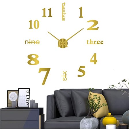 3D DIY Väggklocka Dekor Sticker Spegel Ramlös Stor DIY Väggklocka Kit