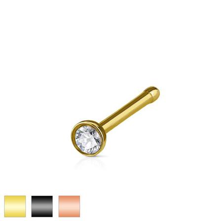 1 St. Näspiercing I 316 Kirurgiskt Stål Med 2,5 Mm. Vit Kristal 3 Rose Guld