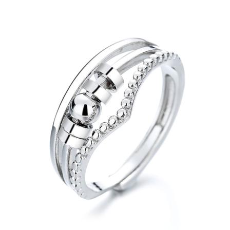 Justerbar Anti-stressring Med Roterbara Pärlor Silver