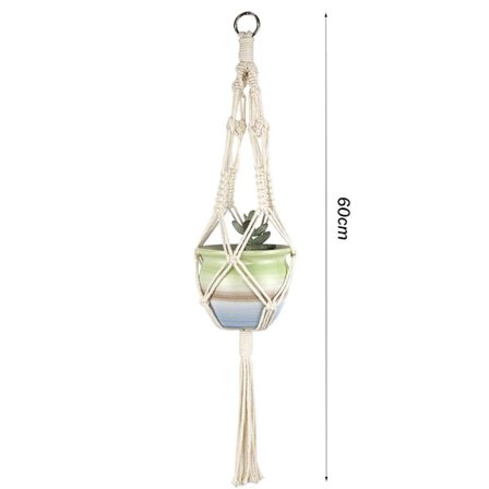 Hengende kurv for blomsterpotte i bomullstau 5