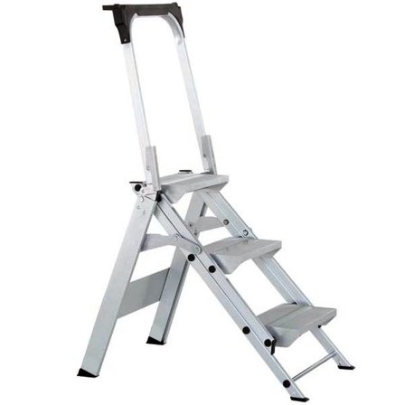 Zarges Z500 Compactbocken Stegpall 3 steg med säkerhetsbygel, Stegar & ställningar