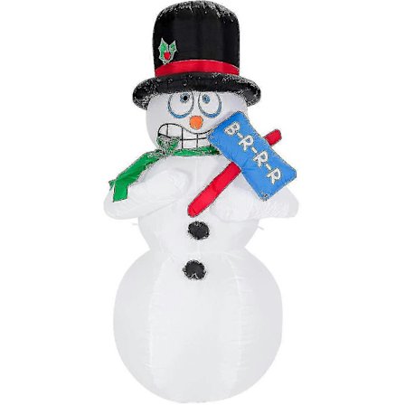 180 cm oppustelig snemand, julefigur, der ryster, juledekorationsfigur med LED-lys