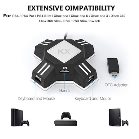 Tangentbord Mus Adapter Styrenhet Converter Adapter För Switch/ps4/ps4 Pro/ps4(Svart)