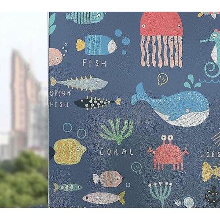 UV-beskyttende film for vinduer og barnerom, bad, balkong, statisk klistre uten lim, anti-UV dekorativ klistremerke (300 x 100 cm)