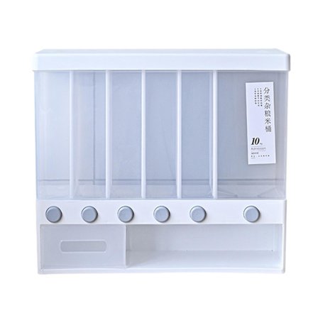 Väggmonterad spannmålsförvaringsbehållare med stor kapacitet, flyttbar skiljevägg för ris, bönor, spannmål och kaffe