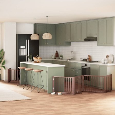 Hundgrind med dörr vikbar 12 paneler brun 960 cm poppel