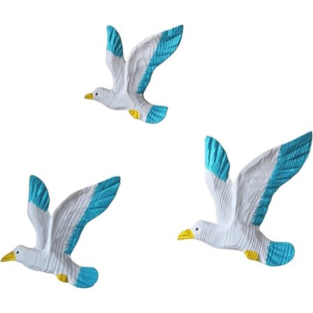 Marine vægdekoration, 3 stk. måge vægophæng, strandsoveværelse