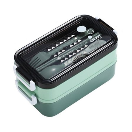 Dobbelt madkasse 1200 ml, madkasse med bestik og telefonholder – Madkasse med rum til arbejde og rejser