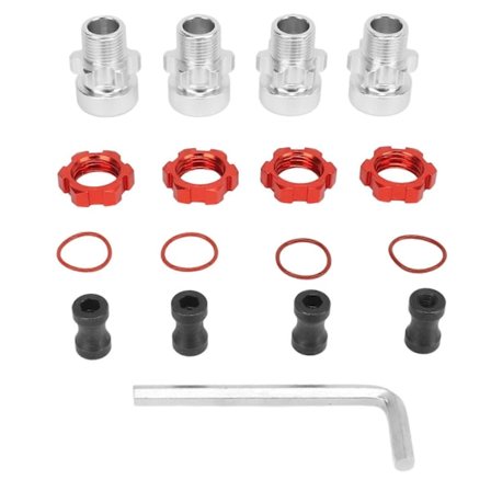 4 stk. 12 mm til 17 mm hjul hex adapter professionel aluminiumslegering RC hex adapter til Traxxas Slash til Rustler til Stampede 1/10 RC biler rød
