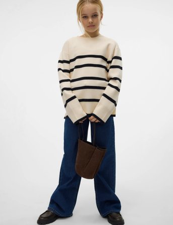 Vero Moda Girl Vmsaba Ls O-Neck Pullover Ga Girl Noos - Cream - 122/128