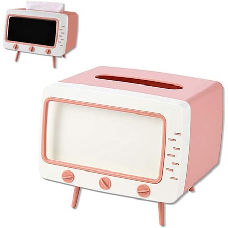 Retro TV-formet tissueboksholder i pink (7,28*5,70*6,29 tommer)