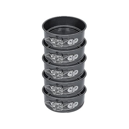 Kakeformsett - 5 Runde Bakeformer med Avtakbar Bunn, Mini Ostekakeformer