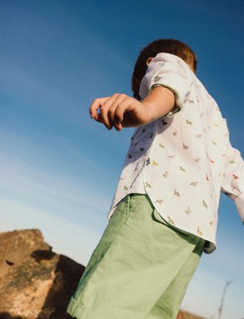 Boboli Linen Bermuda Shorts - Green - 110