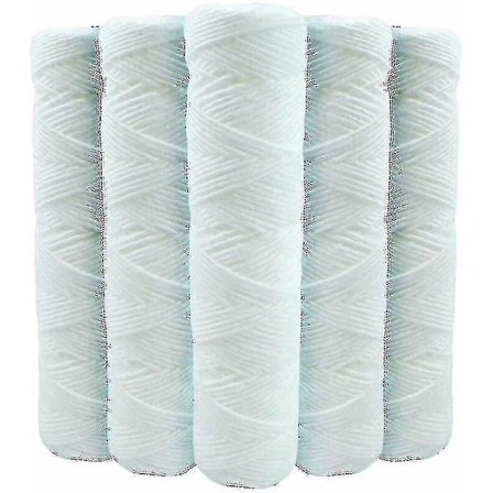 Set med 5 spiralformade vattenfilterpatroner Anti Sediment 9 3/4 tum 3/4 - 20 Mikron Kompatibel med 10 tum filter Tillverkad i Frankrike - Shlm
