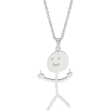 Htooo Doodle Halskje for Kvinner Smiley Finger Halskje for Menn Fyrstikk Finger Henger for Tenåringer Sølv