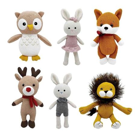1 stk. Håndlavet kanin løve hæklet uld dukke skov dyr ugle udstoppet plys beroligende baby elg hæklet ræv sovende uld dukke[HK] 22cm owl