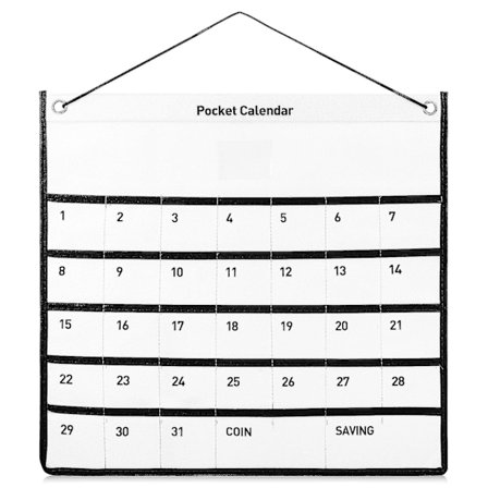 Kalenteritasku 1 kuukausi seinätasku kangas säilytyspussi kotiin toimistoon (valkoinen)