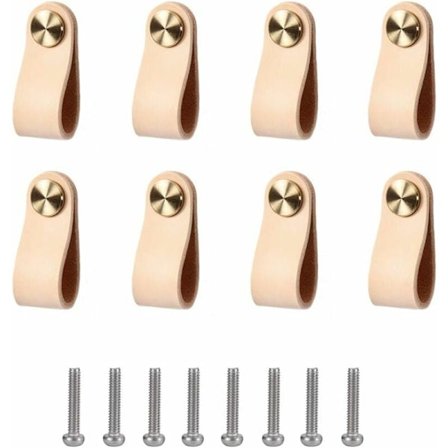 Læderhåndtag 8 stk. Læder Møbelhåndtag Skabshåndtag til Udsøgt Møbeldekorationstilbehør med Skruer Tilbehør