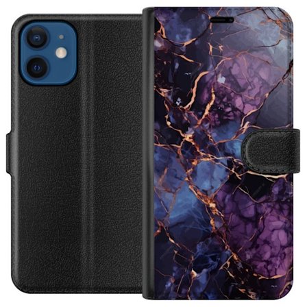 Kompatibelt Plånboksfodral till Apple Apple iPhone 12 mini Marmor Blå Lila