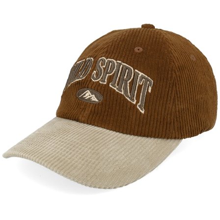 Wild Spirit - Ruskea unconstructed Lippis - 3d Script Mountain Corduroy Brown/Khaki Dad Cap @ Hatstore