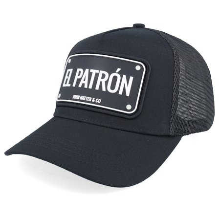 John Hatter & Co - Zwart trucker Cap - El Patron Black/White Black A-frame Trucker @ Hatstore