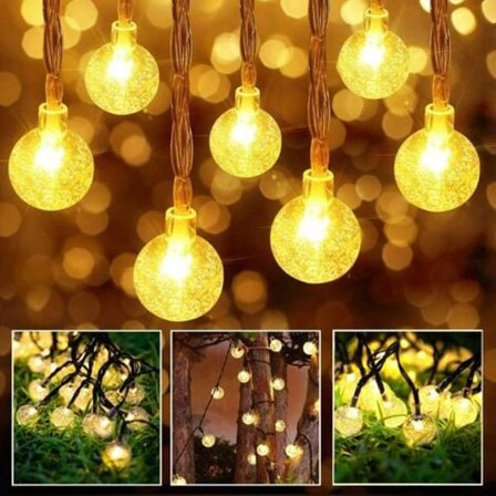 9,5m 50 LED Solcellssträngljus Utomhus Små Kristallkulor Vattentäta 8 Lägen Christmas Tree String Lights