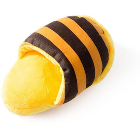 Hundelegetøj - hundekrammelegetøj - form som en hjemmesko - Interaktivt - Hundelegetøj - gul-brune striber