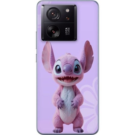 Xiaomi 13T Pro Gjennomsiktig deksel Pink Stitch kawaii motiv - søt rosa figur i tegneseriestil med blomster, perfekt for fans av søte karakterer