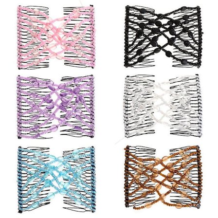 Fashion Magic Comb Women Hair Clip Vintage Elastic Double Bead Elasticity Shower