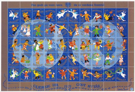 Danmark - Julemærkeark 1979 - Utakket på den venstre side - Ufoldet